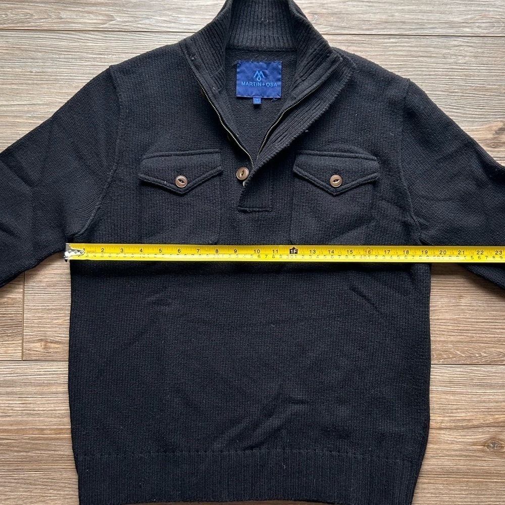 Martin + Osa | Quarter Zip Wool Sweater in Black (Medium) - Picture 5 of 10